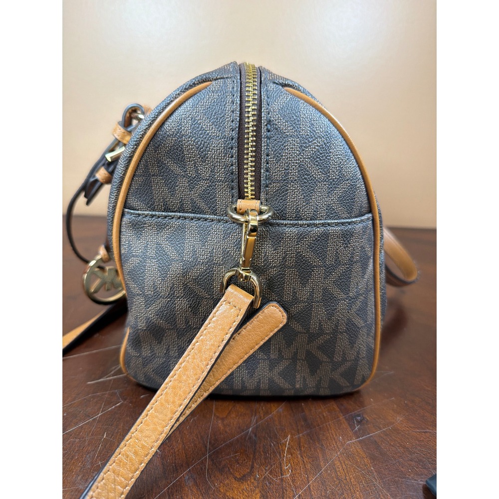 Michael Kors Signature Logo Satchel and Wallet Set Brown Tan Gold Hardware - Picture 6 of 15